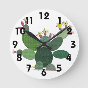 Calico Cactus Rund Klocka