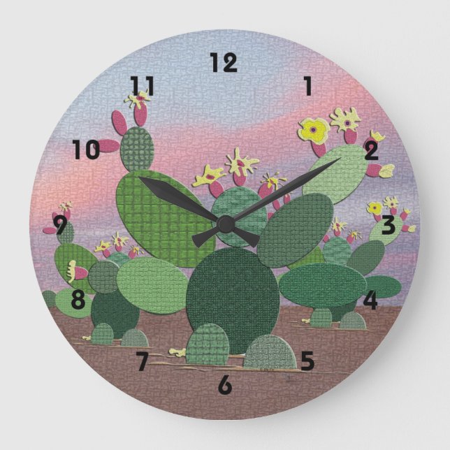 Calico Cactus Stor Klocka (Framsida)