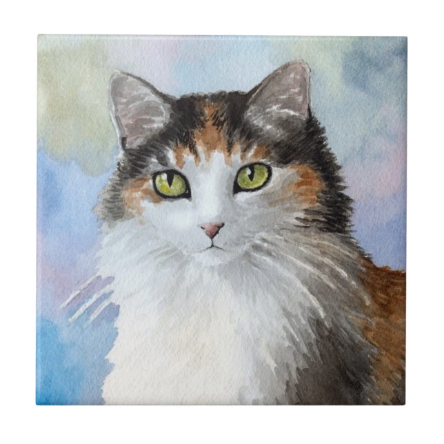 Calico Cat 572 blue Large Gift Box Kakelplatta (Framsidan)