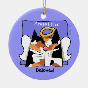 Calico Cat Angel Personalize Julgransprydnad Keramik