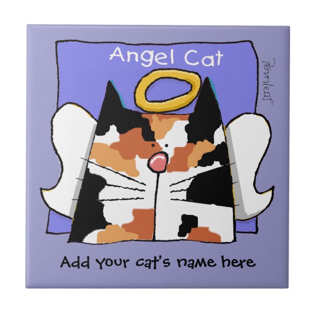 Calico Cat Angel Personalize Kakelplatta (Framsidan)