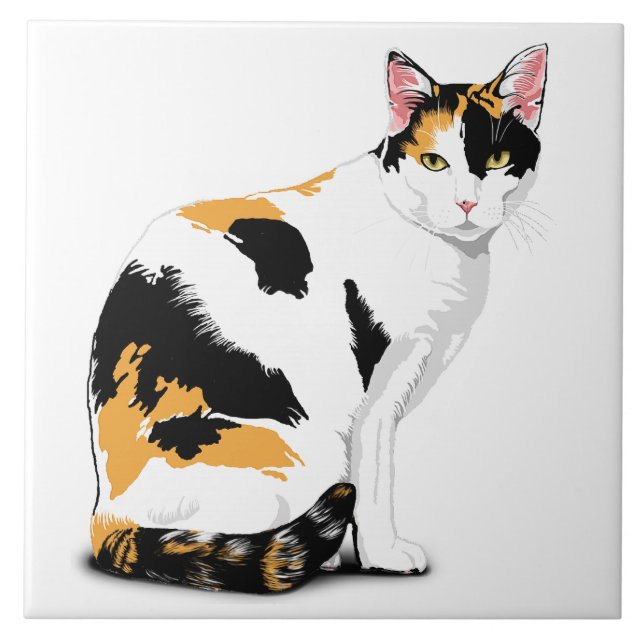 Calico Cat Anpassningsbar Kakelplatta (Framsidan)