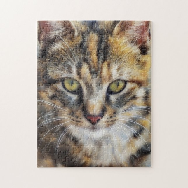 Calico Cat Ansikte Art Puzzle Pussel (Vertikal)