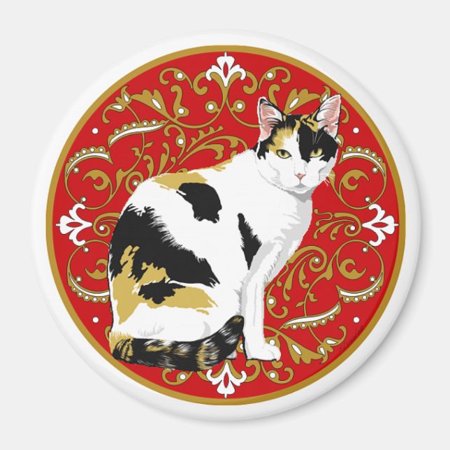 Calico Cat Baroque Magnet (Framsidan)