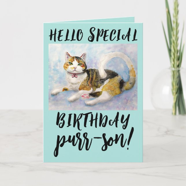 CALICO CAT BIRTHDAY GREETDS CARDS KORT (Framsida)