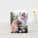 Calico Cat Birthday Sister Kort<br><div class="desc">Det här födelsedagskortet för din kattälskande syster har en vacker, långfristig kalicokatt sitta på en träd-stump i fallet. Kattens färg är butterscotch, grått och vitt. På framsidan står det i texten: "Grattis på födelsedagen till min syster". Budskapet i kortet säger: "Att önska dig hela kärlek och glädje ditt hjärta kan...</div>