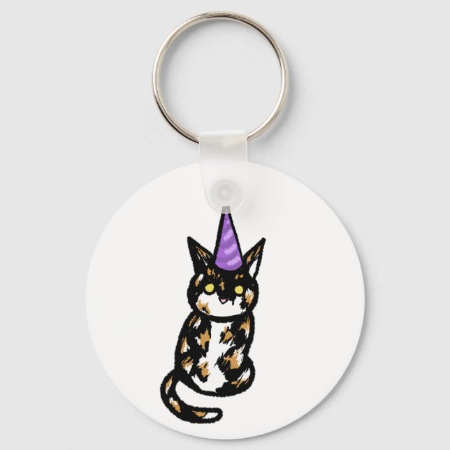 Calico Cat Celebration Keyring Nyckelring (Framsida)