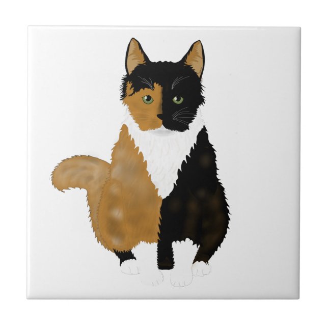 Calico Cat Ceramic Tile Kakelplatta (Framsidan)