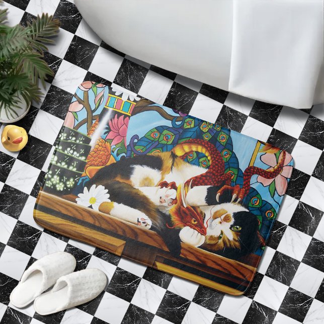 Calico Cat Dragon Red Badrumsmatta (Skapare uppladdad)