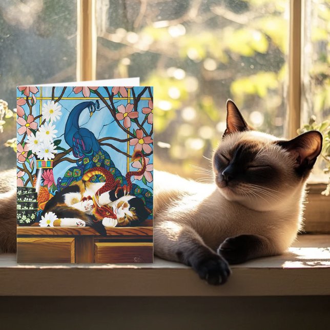 Calico Cat Dragon Red Kort (Skapare uppladdad)