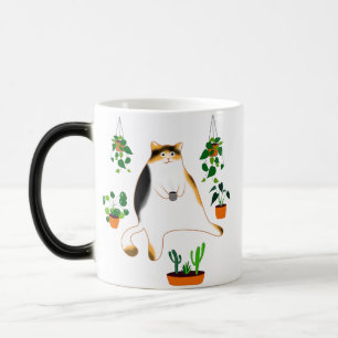 Calico Cat Drinking Cofee Mugg, Calico Cat Gift Magisk Mugg