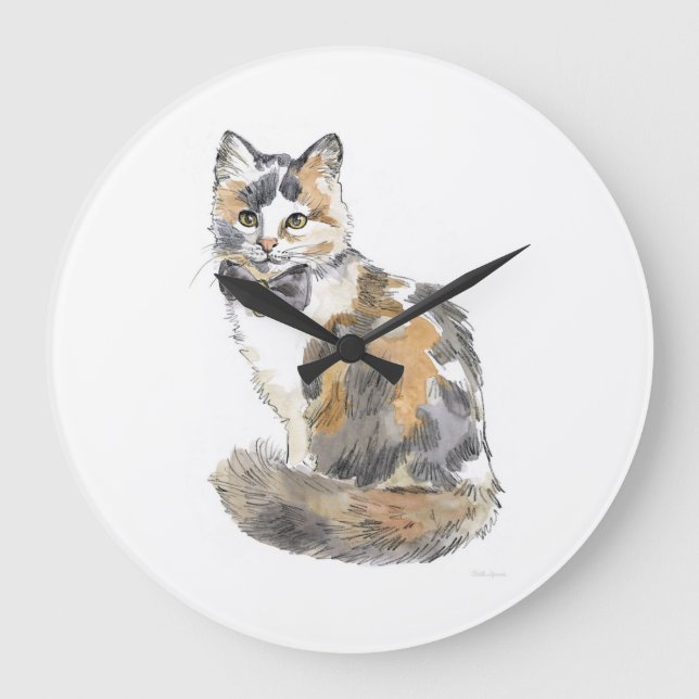 Calico Cat Finare Stor Klocka (Framsida)