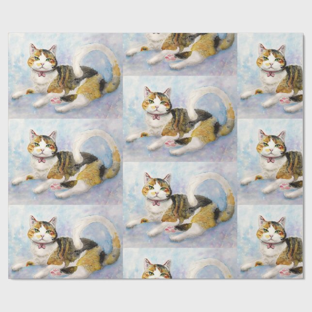 CALICO CAT-födelsedag valfri tillfälle-PAPPER Presentpapper (Platt)