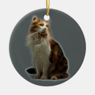 Calico Cat Fractal Julgransprydnad Keramik
