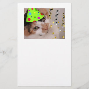 Calico Cat grattis på födelsedagen Party Brevpapper