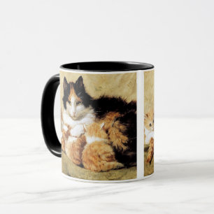 Calico Cat & hennes kittens av Henriette Ronner-Kn Mugg