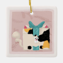 Calico-cat-jul Ceramic Ornament