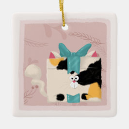 Calico-cat-jul Ceramic Ornament