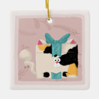 Calico-cat-jul Ceramic Ornament
