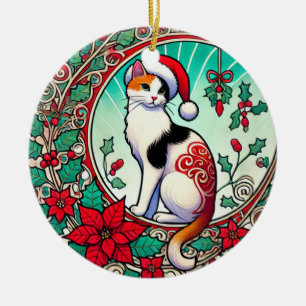 Calico Cat-jul Julgransprydnad Keramik
