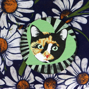 Calico cat kärlek underlägg papper rund