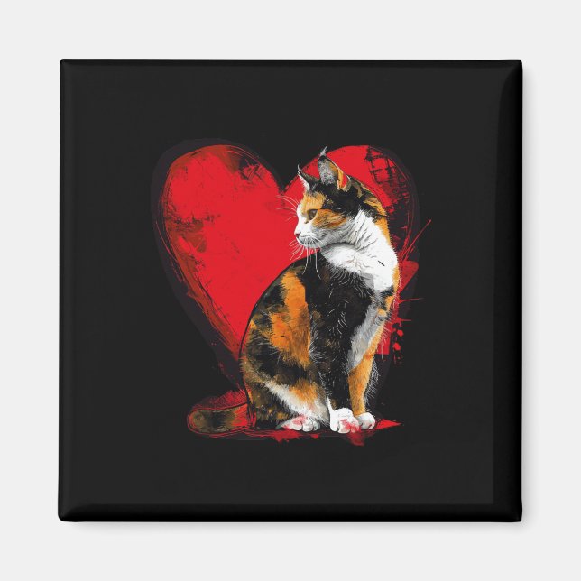 Calico Cat Kitten Valentines Mor Fars dag R Magnet (Framsidan)