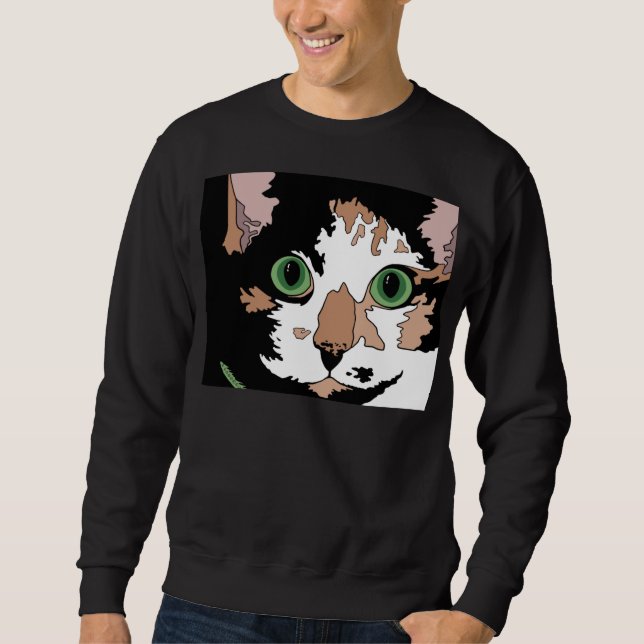 Calico Cat Lång Ärmad Tröja (Framsida)