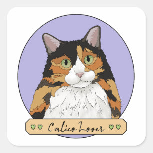 Calico Cat Lover Fyrkantigt Klistermärke