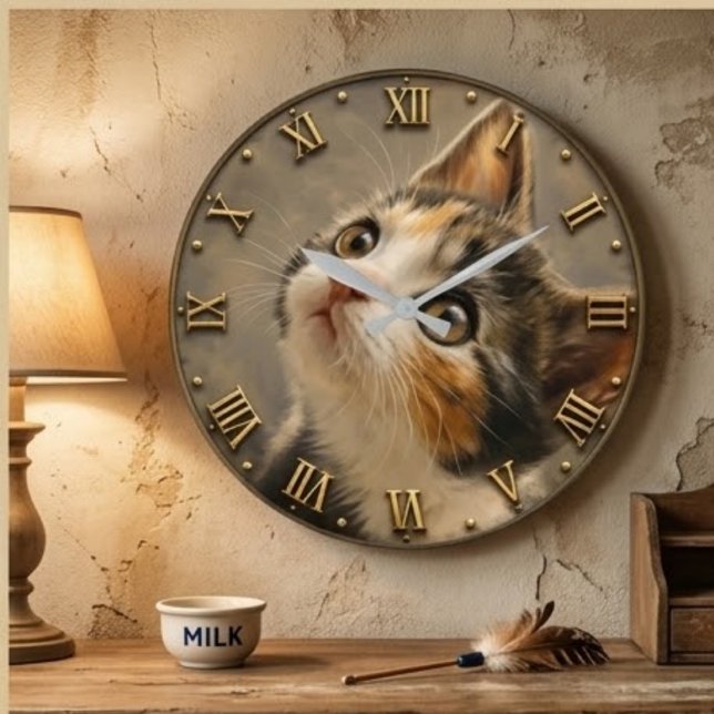 Calico Cat Lover Stor Klocka (Skapare uppladdad)