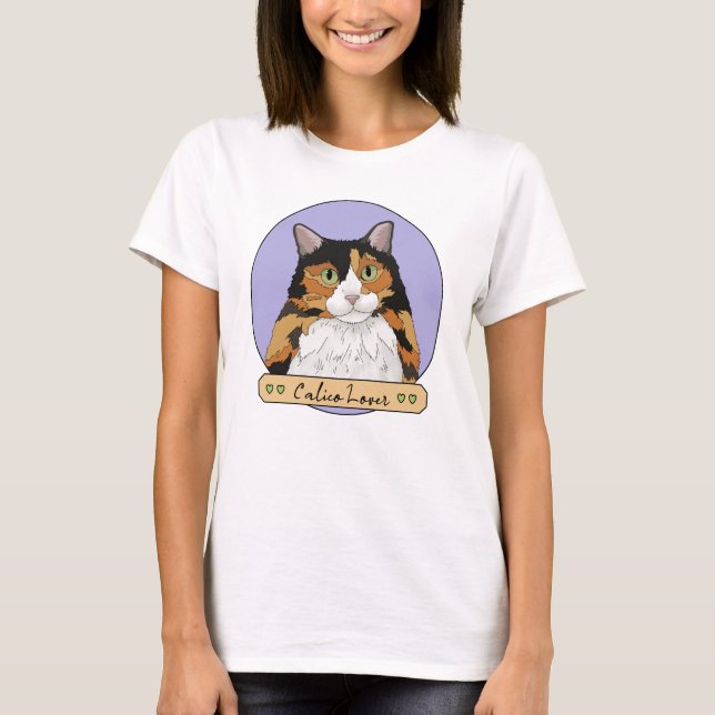 Calico Cat Lover T Shirt (Framsida)
