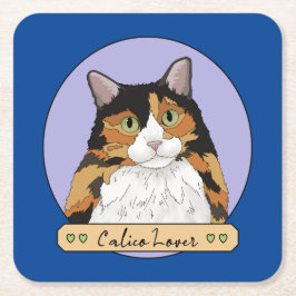 Calico Cat Lover Underlägg Papper Kvadrat
