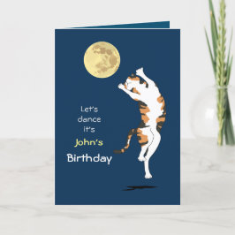 Calico Cat Måne Dancing Birthday Card Tack Kort