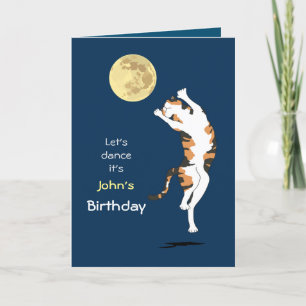 Calico Cat Måne Dancing Birthday Card Tack Kort