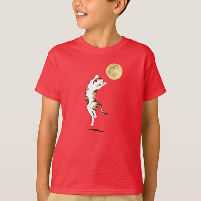 Calico Cat Måne Dancing T-Shirt (Framsida)