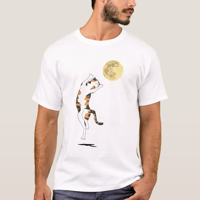 Calico Cat Måne Dancing T Shirt (Framsida)