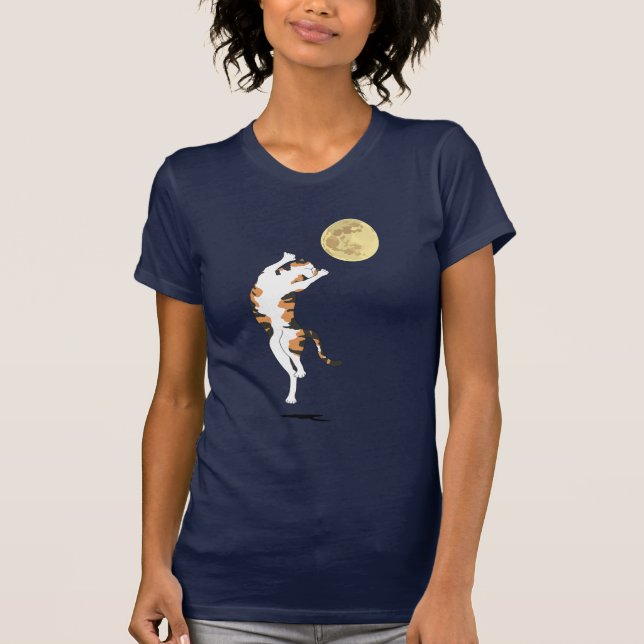 Calico Cat Måne Dancing T Shirt (Framsida)