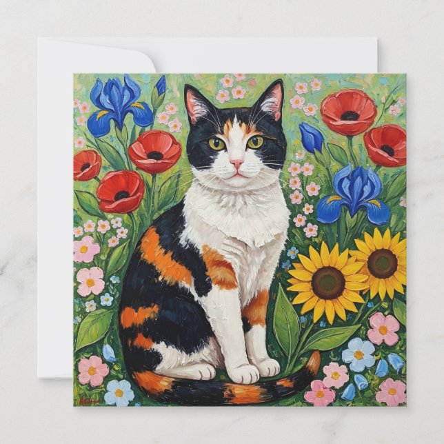 Calico Cat och PeopleArt-solblommor (Framsida)