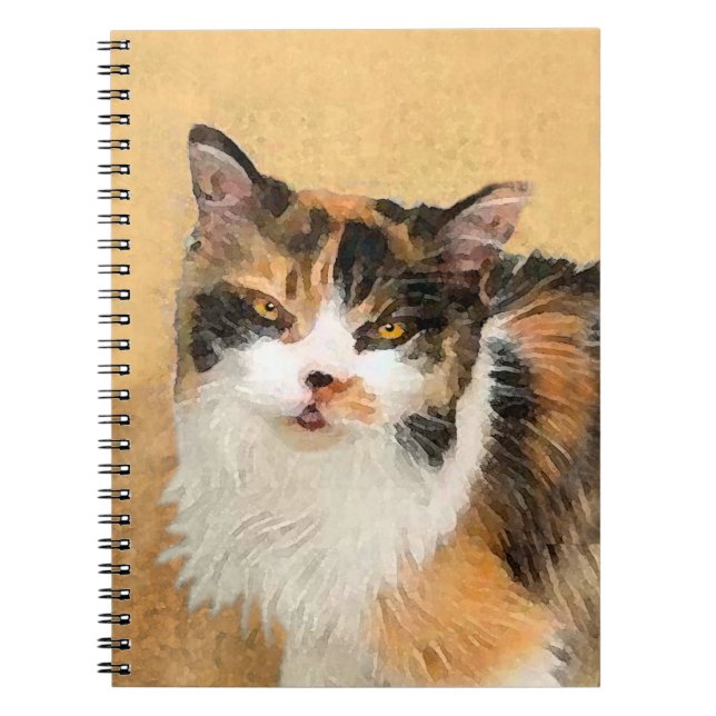 Calico Cat Painting - Cute Original Cat Art Anteckningsbok Med Spiral (Framsidan)