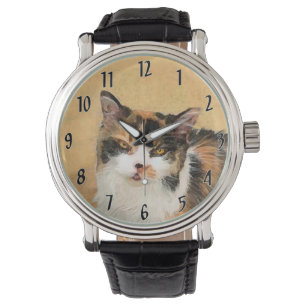 Calico Cat Painting - Cute Original Cat Art Armbandsur