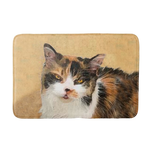 Calico Cat Painting - Cute Original Cat Art Badrumsmatta (Framsidan)