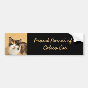 Calico Cat Painting - Cute Original Cat Art Bildekal