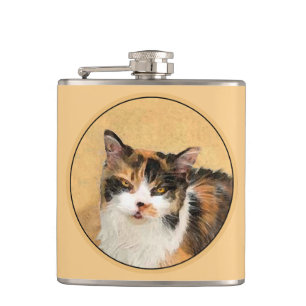 Calico Cat Painting - Cute Original Cat Art Fickplunta