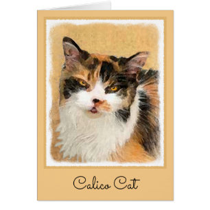 Calico Cat Painting - Cute Original Cat Art Hälsningskort