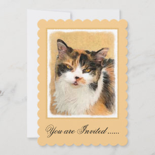 Calico Cat Painting - Cute Original Cat Art Inbjudningar