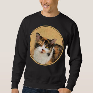 Calico Cat Painting - Cute Original Cat Art Lång Ärmad Tröja