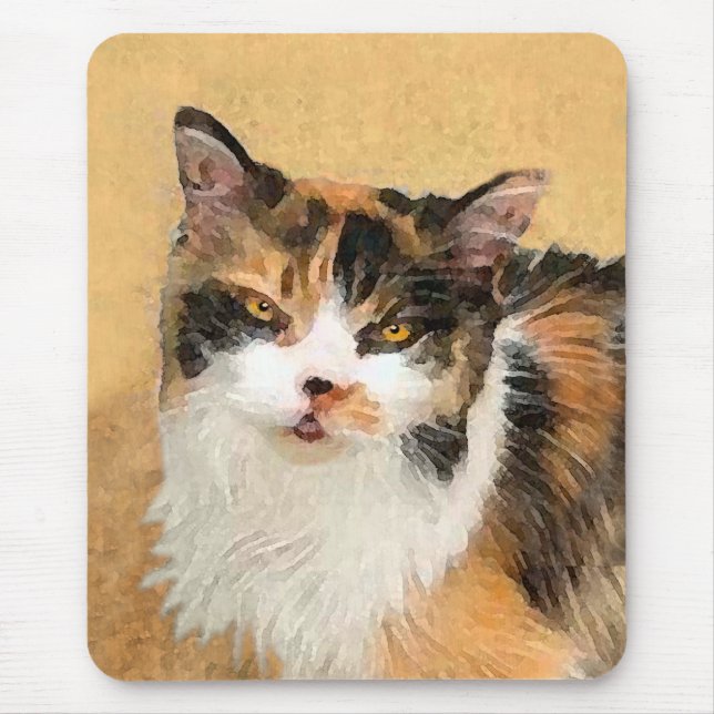 Calico Cat Painting - Cute Original Cat Art Musmatta (Framsidan)