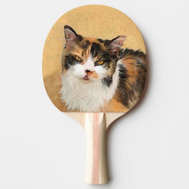 Calico Cat Painting - Cute Original Cat Art Pingisracket (Framsidan)