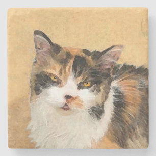 Calico Cat Painting - Cute Original Cat Art Stenunderlägg