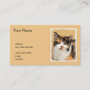 Calico Cat Painting - Cute Original Cat Art Visitkort