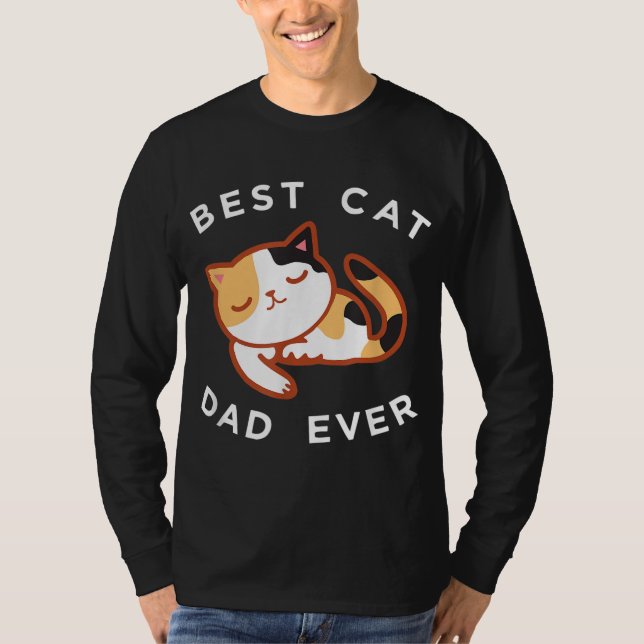 Calico Cat Pappa Best Kattunge Far Alltid Gift T Shirt (Framsida)